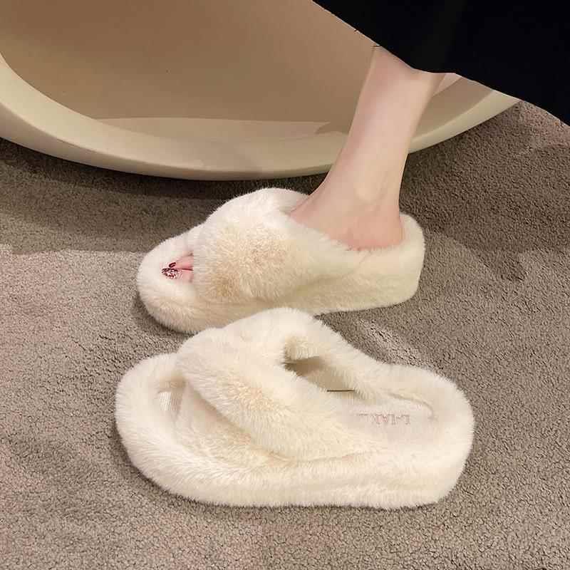 2024年冬仙女风毛毛拖鞋女外穿居家加厚新款秋冬韩版时尚松糕毛绒