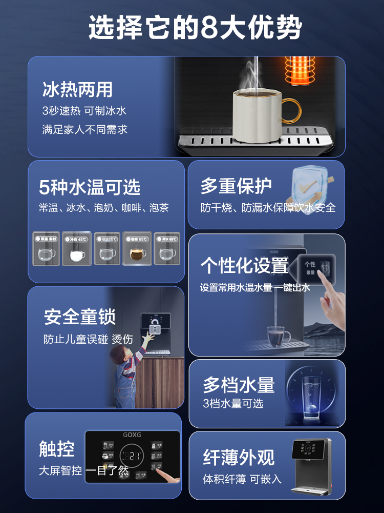 GOXG新款家用速热壁挂式嵌入制冷管线饮水机多档调温即热 厨房电器 管线机 原图主图