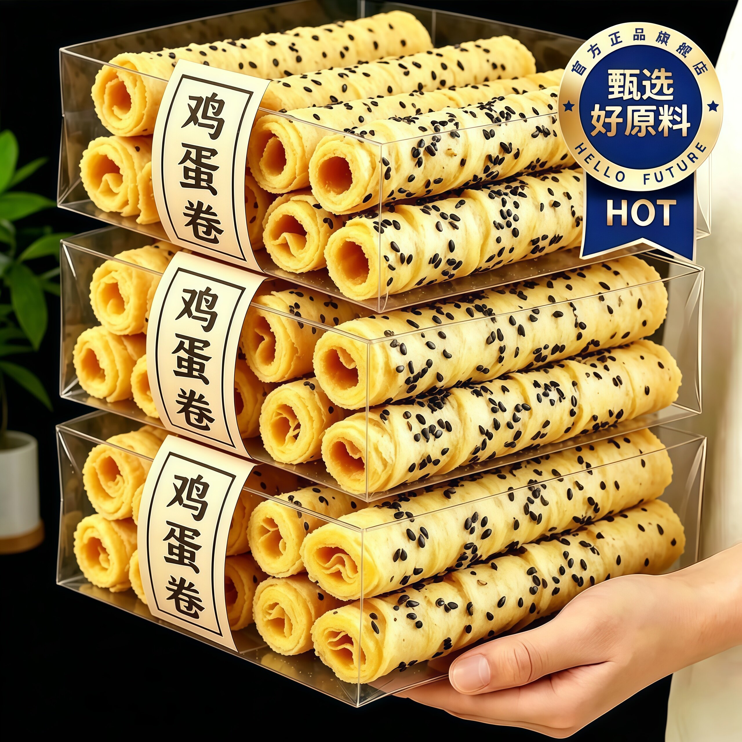 老上海芝麻蛋卷黑芝麻酥脆鸡蛋卷休闲解馋独立零食包装整箱批发