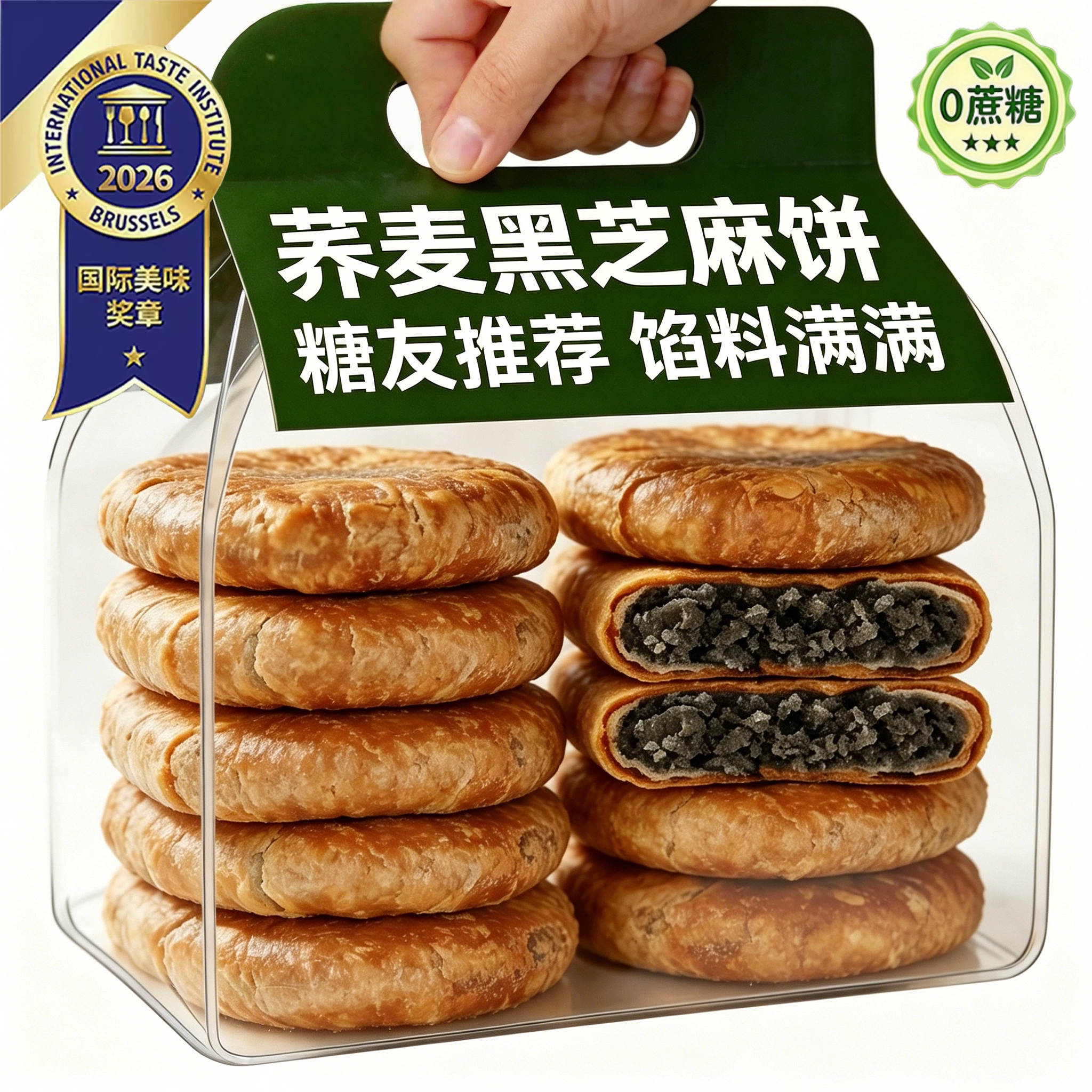 糖尿人专用无加蔗糖荞麦黑芝麻饼零食三血糖高糖友控糖官方旗舰店