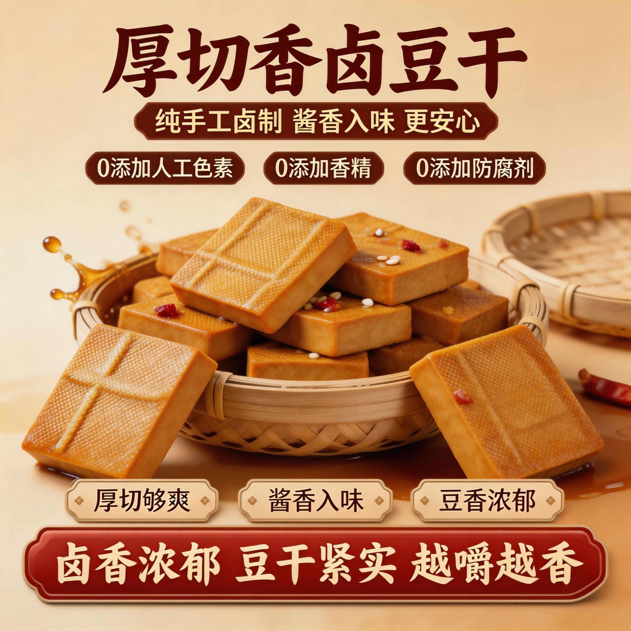 厚切香卤豆干减低脂肥高蛋白健身解馋夜宵抗饿小零食休闲小吃食品