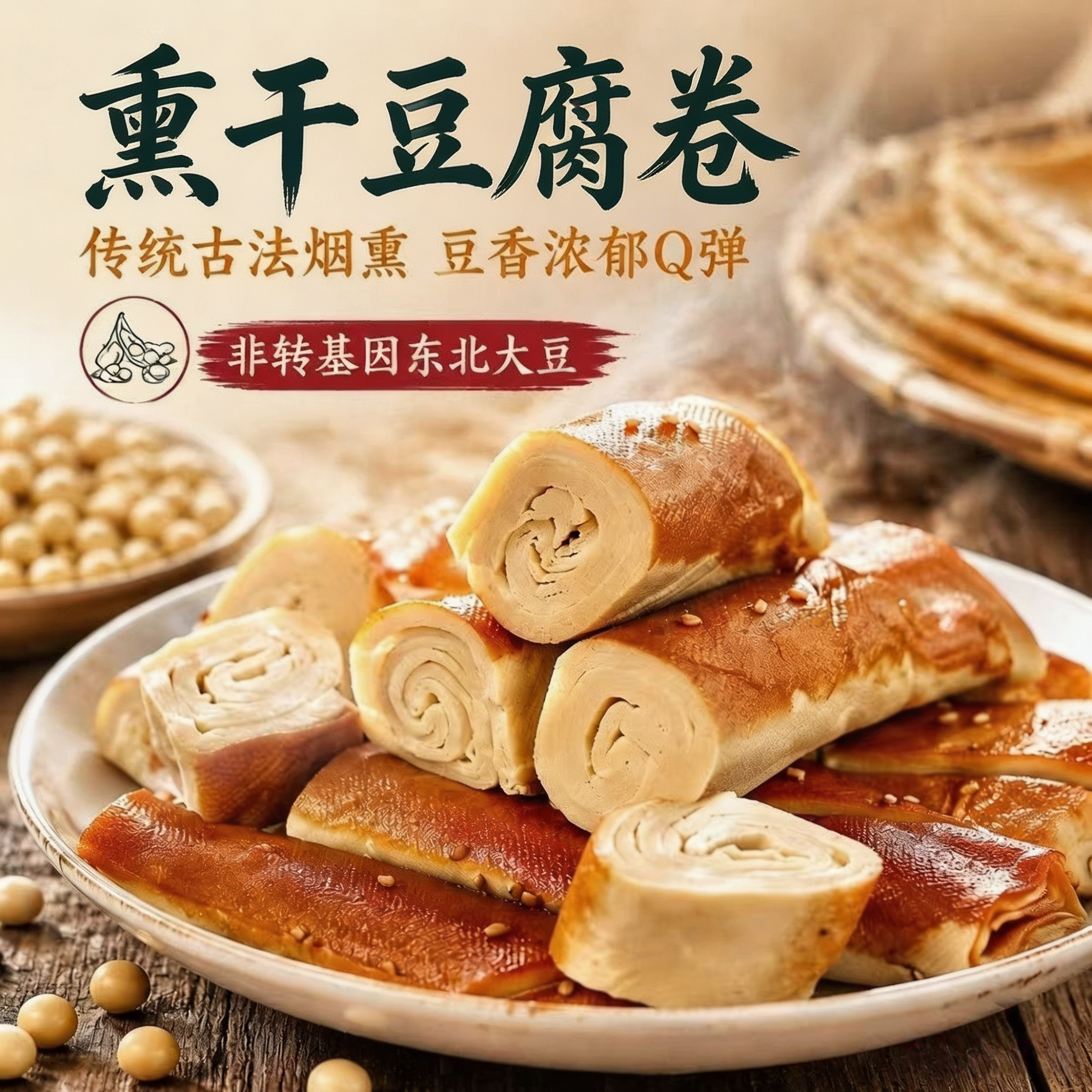 正宗五香熏干豆腐卷东北特产豆制品鸡汁豆腐卷千张锦州豆皮卷熟食