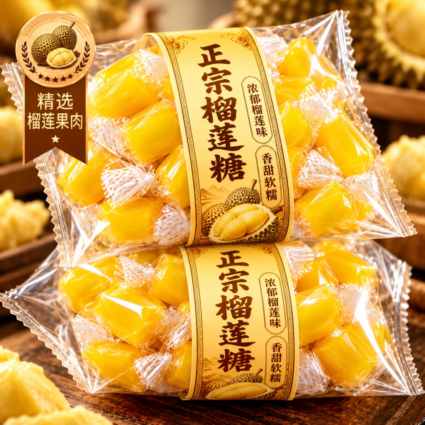 正宗泰国风味榴莲糖软糖特浓水果味奶糖喜糖果零食年货官方旗舰店