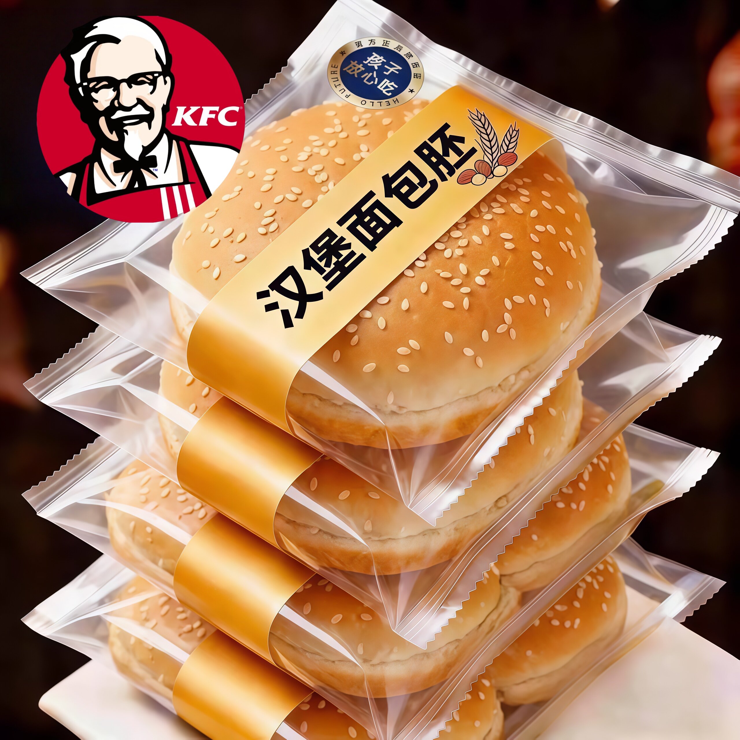 肯德基麦当劳汉堡包面包胚独立包装家用儿童无添加健康食品级商用