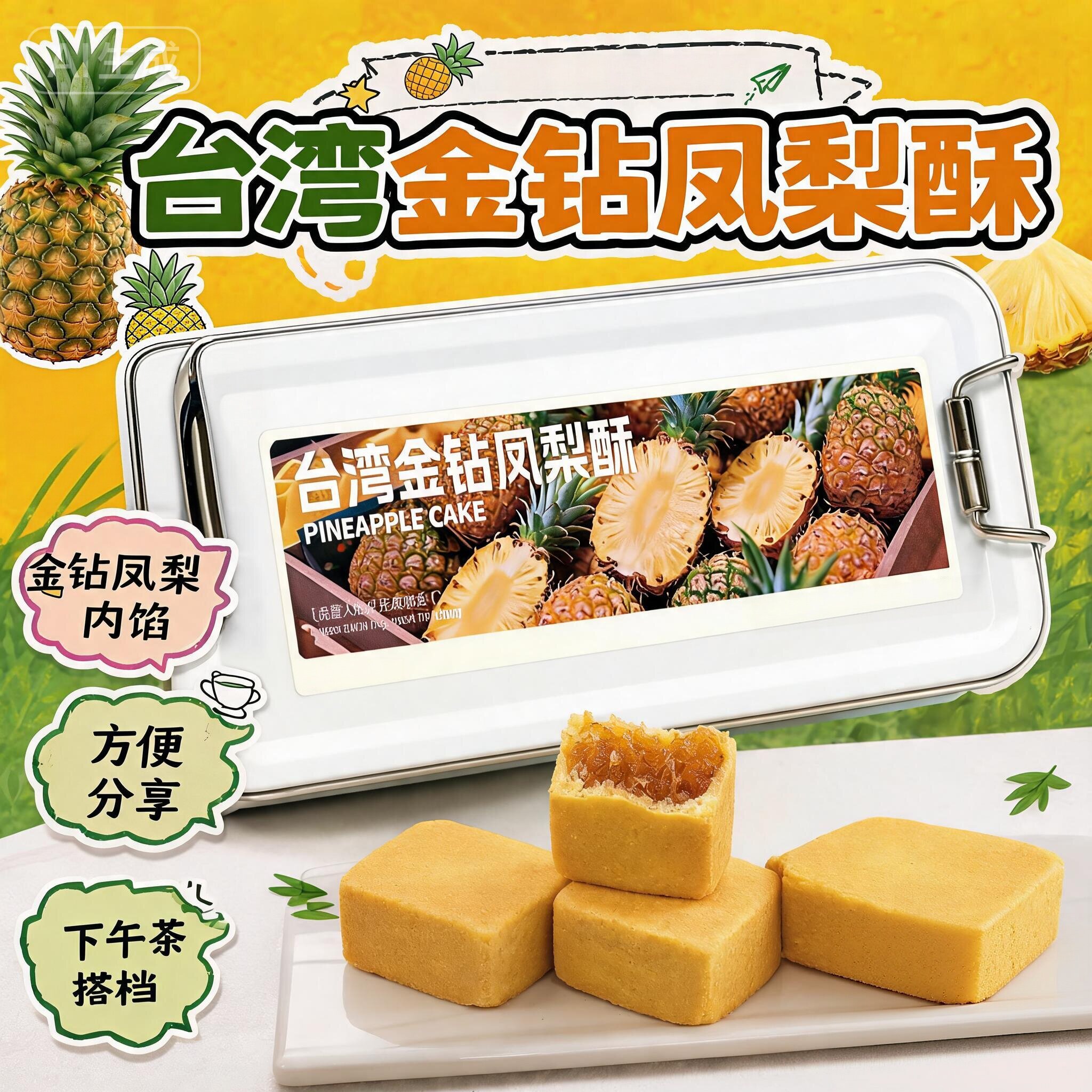 正宗台湾凤梨酥铁盒子官方旗舰店老字号传统中式糕点零食小吃特产