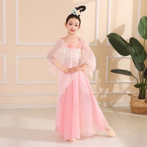 儿童古典舞蹈演出服女飘逸扇子舞
