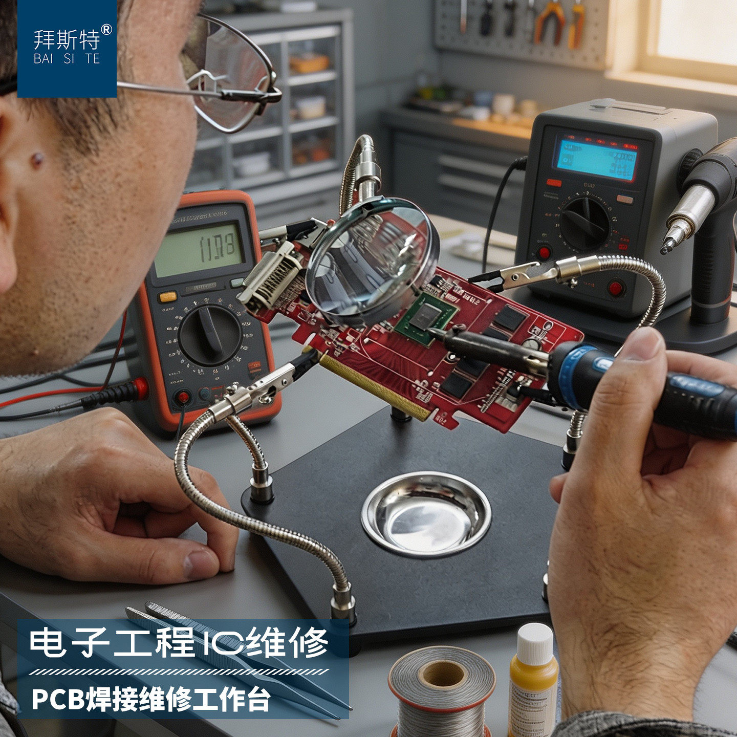 台式放大镜高清电子维修表专用工作台电路板焊接光学玻璃随身携带
