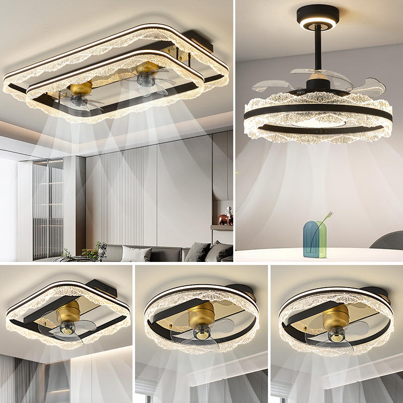 2025新款客厅吊扇灯现代简约饭厅卧室全光谱静音电风扇吸顶灯护眼