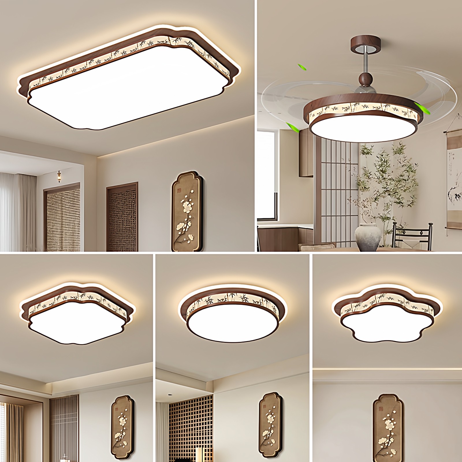中古风客厅吸顶灯2025新款简约大气实木胡桃色餐厅吊扇卧室灯套餐,家装灯饰光源,客厅吸顶灯,淘宝优惠券,粉丝福利购,淘宝优惠卷