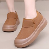 2025冬新款 老北京棉鞋 加绒加厚保暖雪地靴厚底防滑一脚蹬休闲棉靴