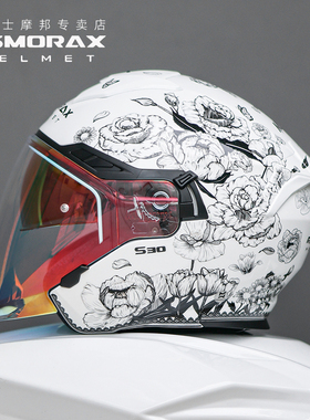 RSMORAX摩雷士S30摩托车头盔半盔男夏季机车女四分之三盔百花齐放