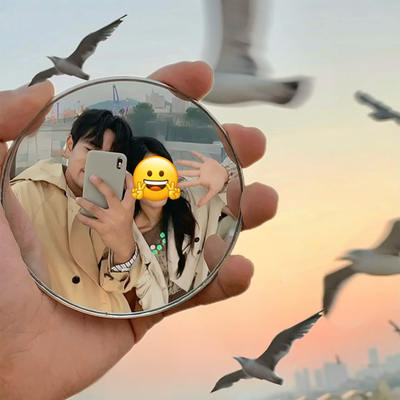 【i人神器】高清凸面镜自拍旅行拍照镜小圆镜手持打卡拍照神器