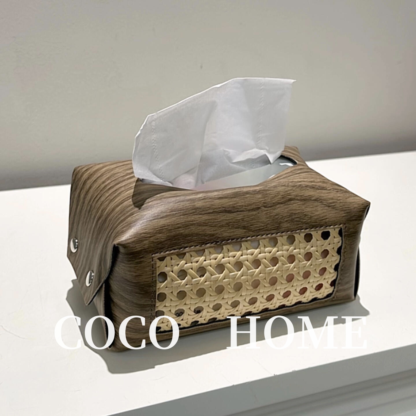 木质皮革抽纸盒高颜值中古风客厅轻奢高级感装饰纸巾盒创意纸巾套