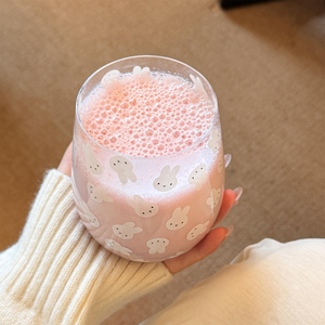 卡通玻璃杯子玻璃杯女高颜值可爱玻璃水杯2025新款情侣咖啡杯好看
