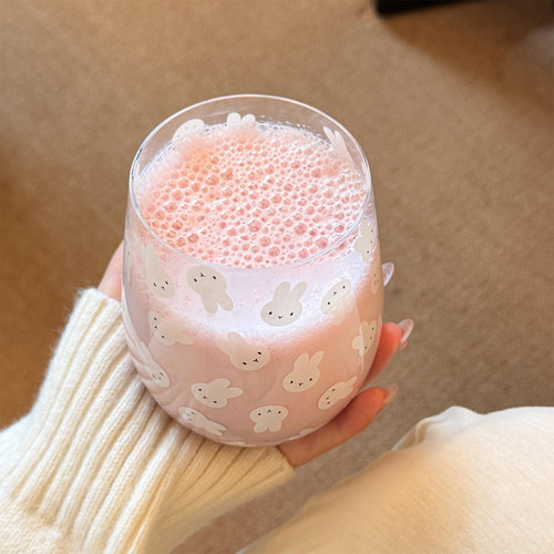 卡通玻璃杯子玻璃杯女高颜值可爱玻璃水杯2025新款情侣咖啡杯好看