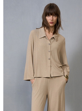 AIMER CHUANG/爱慕创岛屿肌理双面布长袖短款上衣外套女CA811482