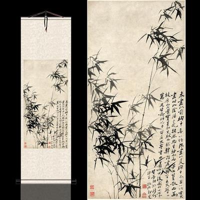 郑板桥风竹石图名家国画酒店挂画风景区竹子画书房字画古典装饰画