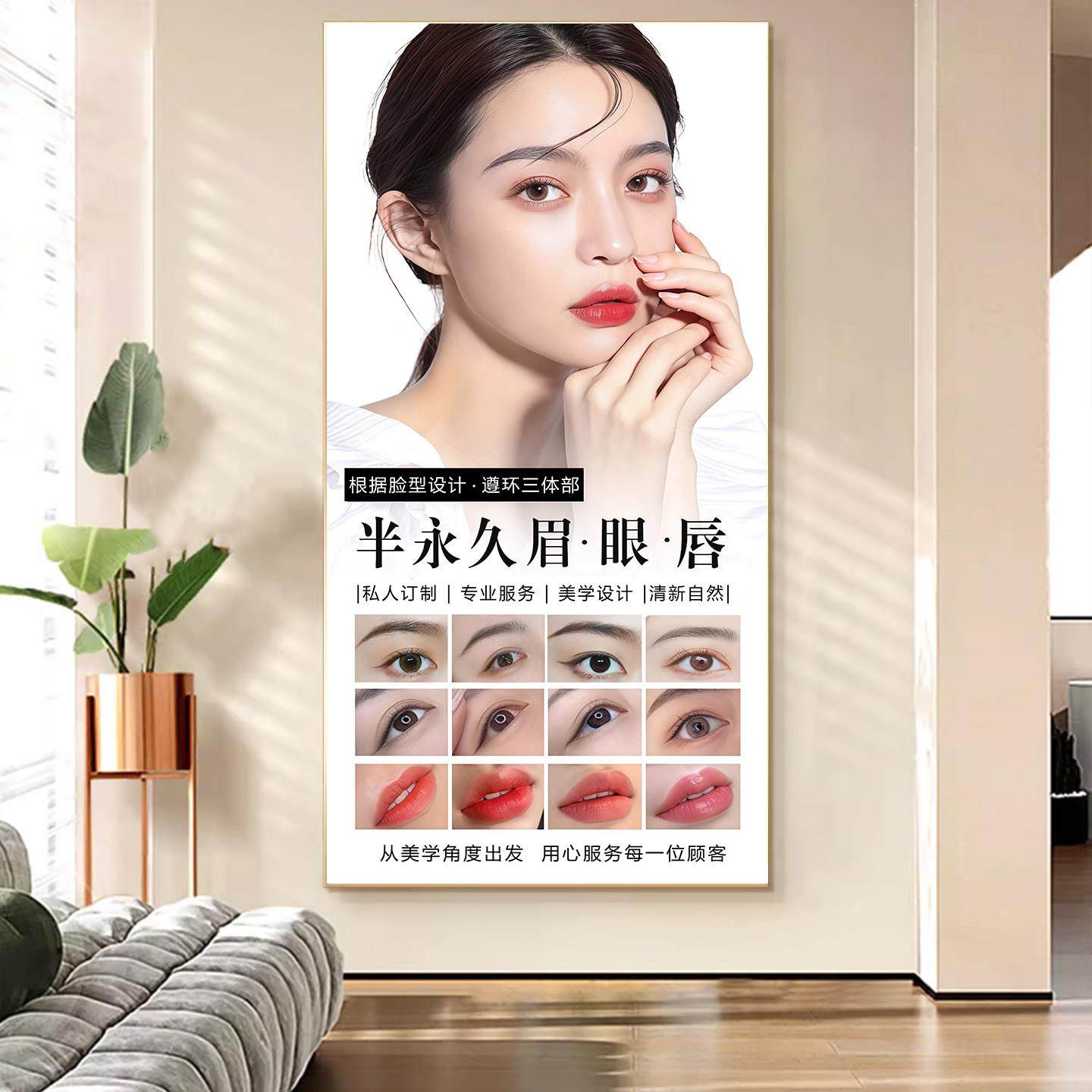 玄关客厅装饰画眉眼唇挂画纹绣店美容院高级背景墙挂画美业形象墙,家居饰品,现代装饰画,淘宝优惠券,粉丝福利购,淘宝优惠卷