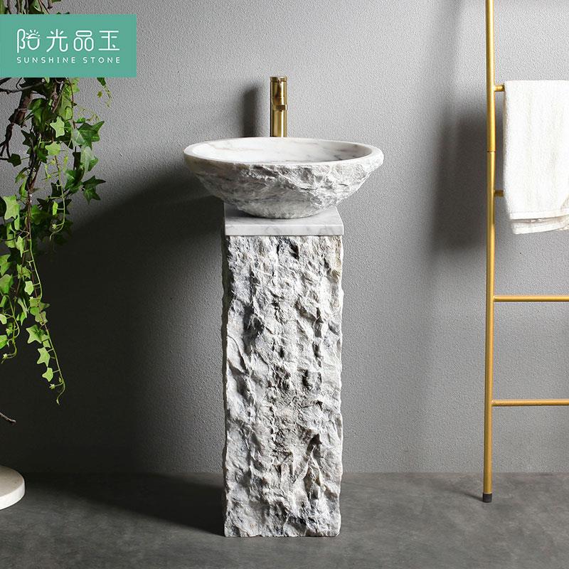 阳光品玉 石头洗手盆户外庭院石材立柱盆 室外家用花园轻奢洗手台