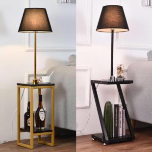 轻奢新中式置物落地灯一体客厅沙发旁边床头卧室茶几现代高档实用