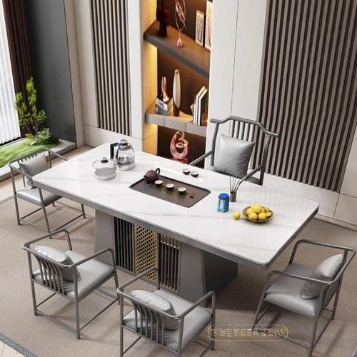 板茶桌椅组合2024办公全自动茶具家用泡茶桌轻奢茶台烧水壶一体岩