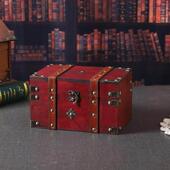 带锁小木盒子首饰收纳盒学生宿舍化妆品小箱子桌面杂物整理百宝箱