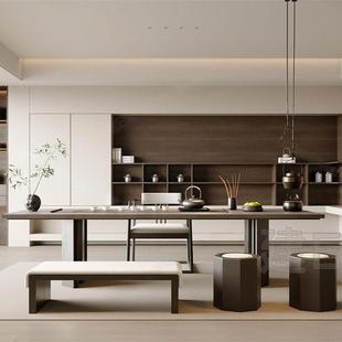 新中式 实木茶桌椅组合大平层现代简约泡茶台茶室酒店会所实木茶桌