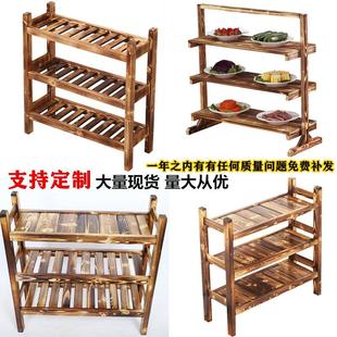 火锅店菜架子实木碳化火锅菜架厨房置物架烧烤酒店菜架子
