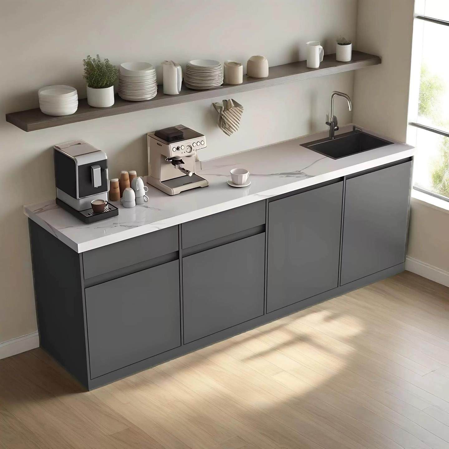 轻奢岩板茶水吧台餐柜一体商用靠墙公司办公室咖啡大理石洗切台,住宅家具,餐边柜,淘宝优惠券,粉丝福利购,淘宝优惠卷