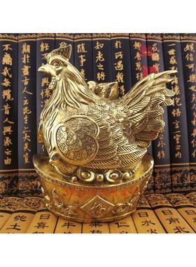 大号纯铜公鸡母鸡摆件一对黄铜对鸡铜母鸡工艺品家居铜鸡摆设饰品