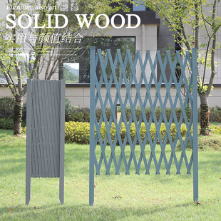 速发户藤园院防腐木栅栏插地围栏护栏花庭伸缩篱笆网格隔断实木爬