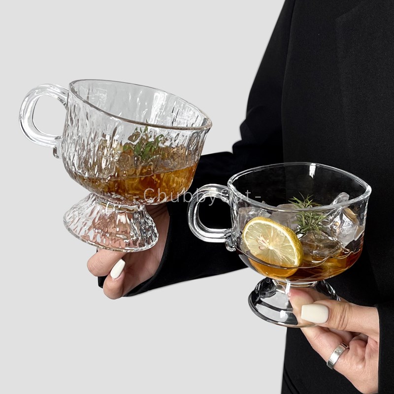 速发冰皮纹带把玻璃杯家用高颜值早餐燕麦酸奶杯甜品树咖淋杯淇啡