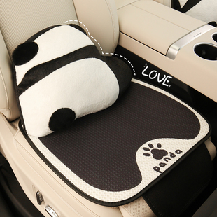 通用女神座垫可爱卡通车载座椅座套半包车垫 比耶熊猫汽车坐垫四季