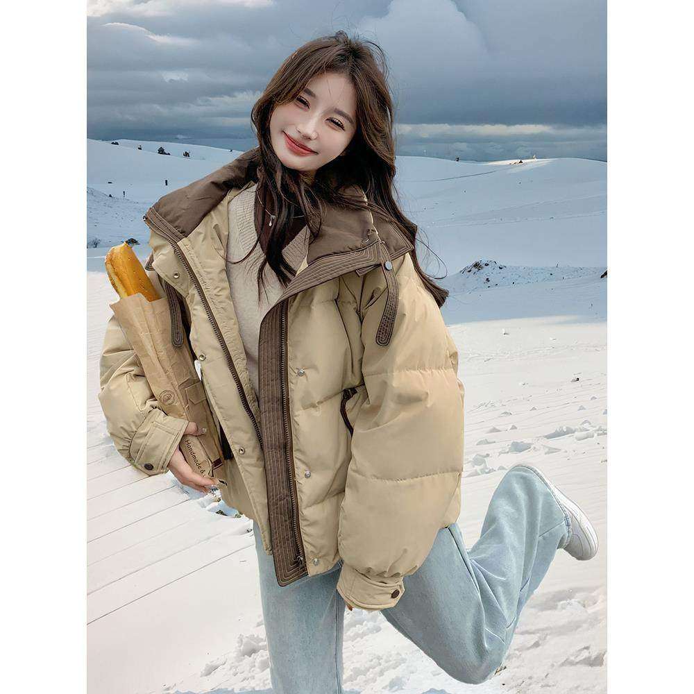 羽绒棉服女2025冬季新款棉衣小个子短款韩版宽松连帽加厚棉袄外套