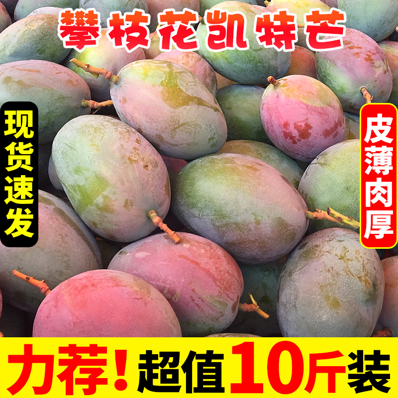 四川攀枝花凯特芒果5-9斤新鲜水果当季整箱忙青皮特大芒果现货