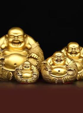 圆如意弥勒佛供奉铜佛像办公室客厅电视柜轻奢汽车载家居装饰摆件