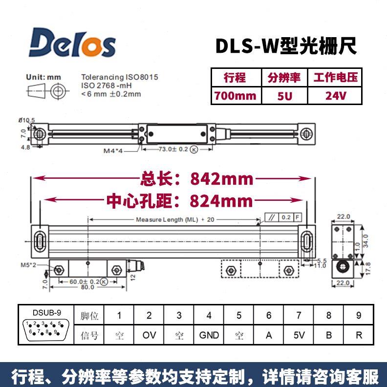 道尔Delos光栅尺DLS-W型24VPLC专用高精度自动化控制器定制电子尺