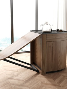 促润阳折叠功夫茶桌书桌餐桌家用两用阳台岩板茶桌椅组合移动小新