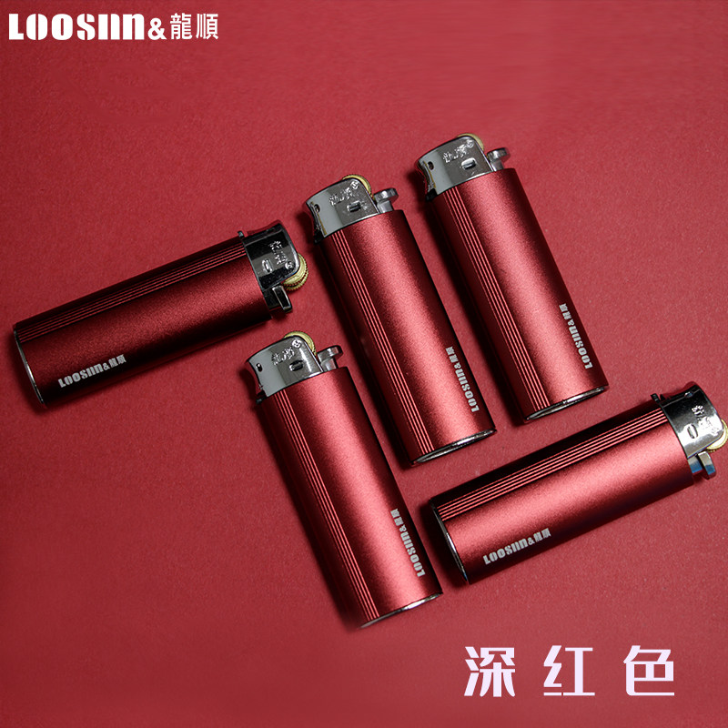 龙顺复古太空铝砂轮充气打火机