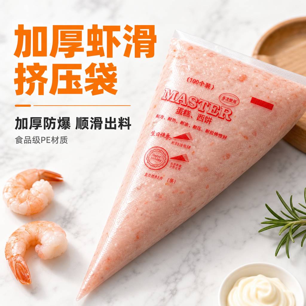 虾滑挤压袋一次性裱花袋挤花袋蛋糕工具曲奇奶油三角袋加厚DIY蛋
