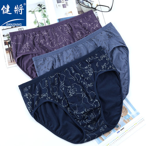 健将男士三角内裤100%纯棉窄边