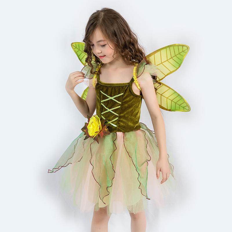 工厂儿童演出服舞台装扮表演服带翅膀公主裙女童表演服饰道具