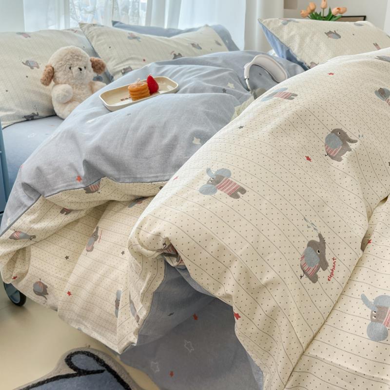 小飞象纯棉被套单件150x200儿童全棉被罩床单学生宿舍床品三件套