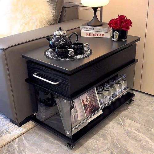 轻奢现代升降可移动茶几实木家用多功能折叠简约小户型客厅边柜