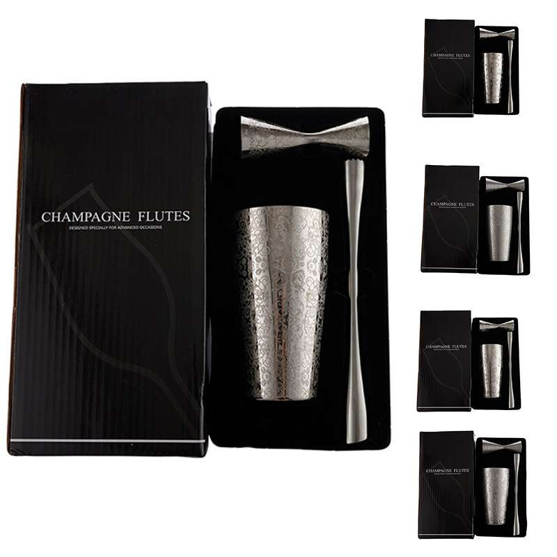 304不锈钢波士顿厅杯刻花骷髅三件套盎司杯碎冰棒shaker jigger