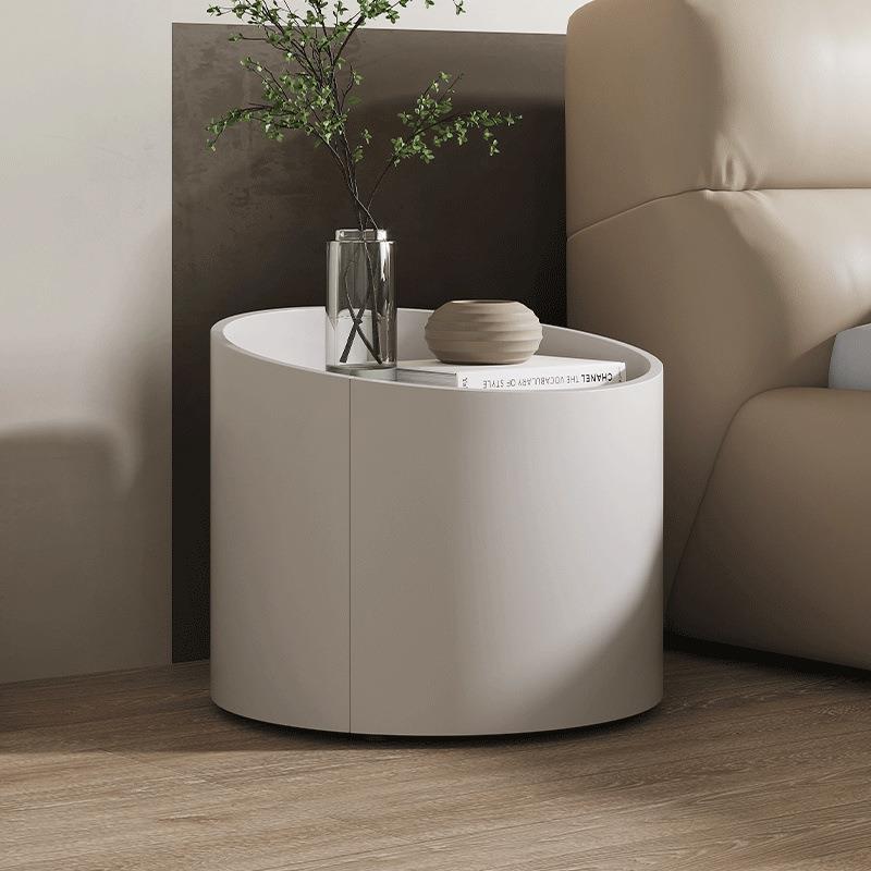 意式极简床头柜烤漆现代简约网红风卧室小型收纳柜圆床头桌窄