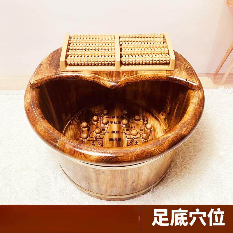 碳化保温泡脚桶木质家用木桶洗脚桶泡脚盆过小腿实木足浴按摩涛森