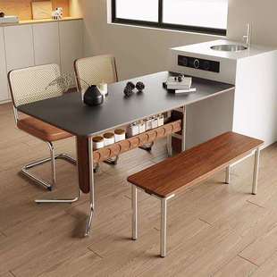 法式岩板餐桌莫比恩餐桌椅布伦特复古现代小户型中古风家用餐桌