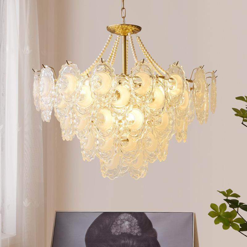 法式客厅水晶吊灯奶油风中古灯具创意轻奢2025年新款主卧室餐厅灯
