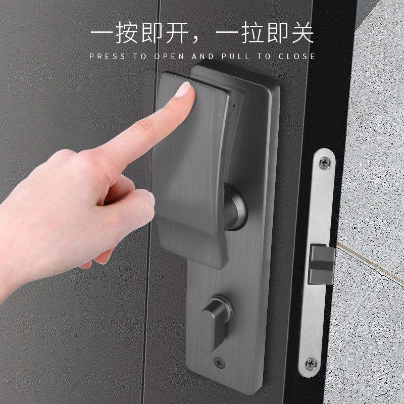 推拉门锁室内卧室房间现代静音黑色木门把手锁现代通用型锁具
